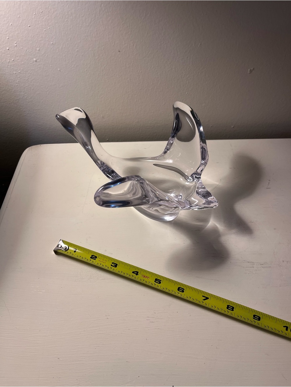 Clear Crystal Sculptural Dove Candy Dish- Modern Centerpiece